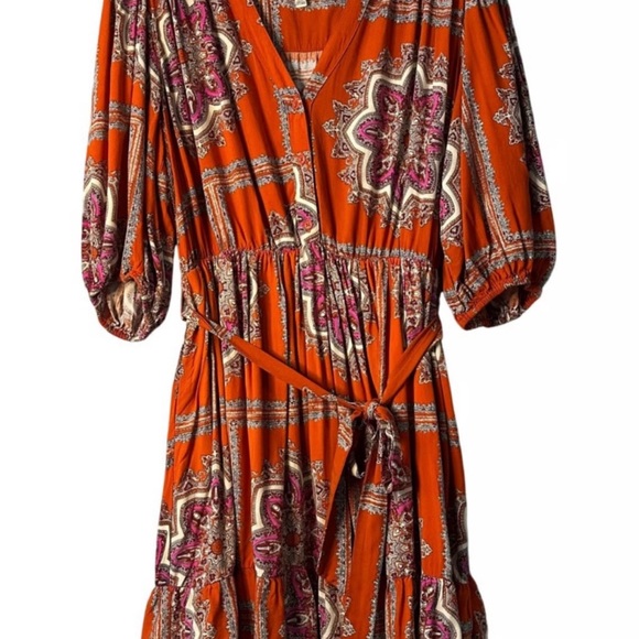 Anthropologie Porridge Isabel paisley ruffle dress in orange - Size S - Picture 6 of 11